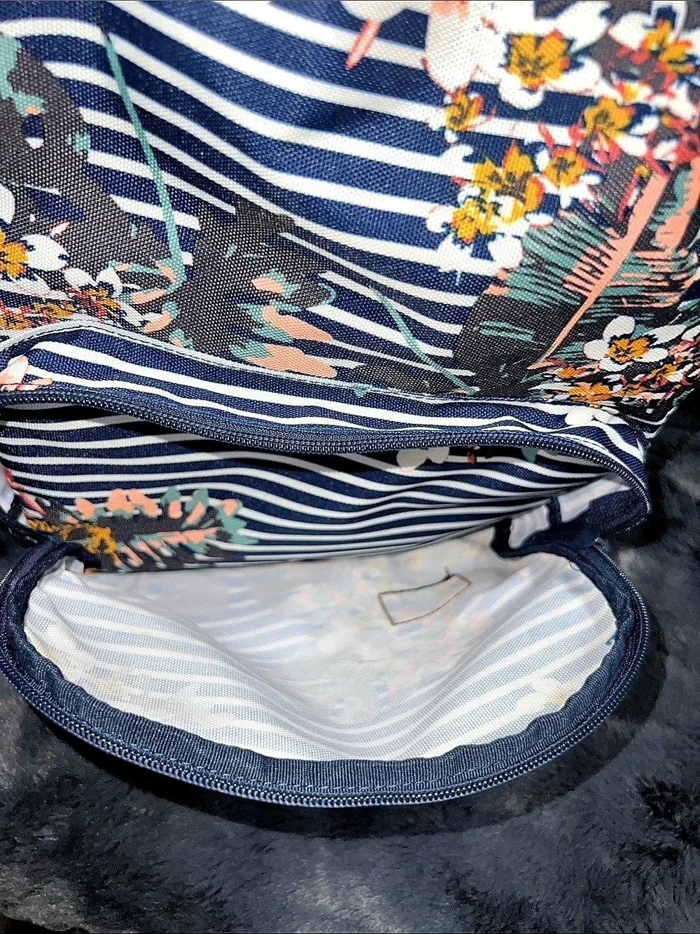 Roxy Shadow Swell Floral Striped Mini Backpack. NWOT.